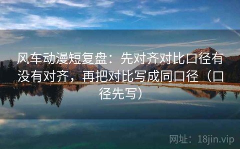 风车动漫短复盘：先对齐对比口径有没有对齐，再把对比写成同口径（口径先写）