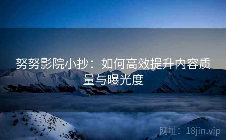 努努影院小抄：如何高效提升内容质量与曝光度