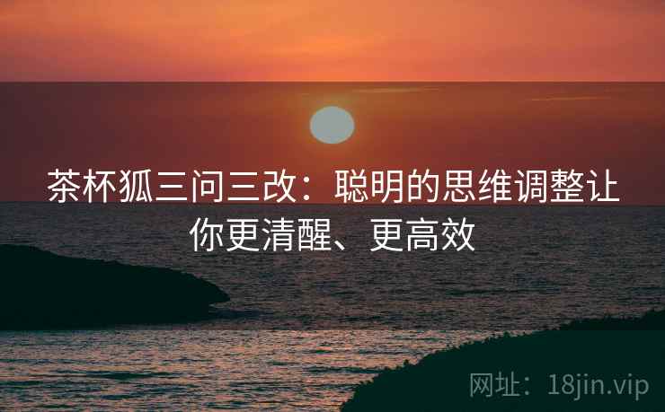 茶杯狐三问三改：聪明的思维调整让你更清醒、更高效
